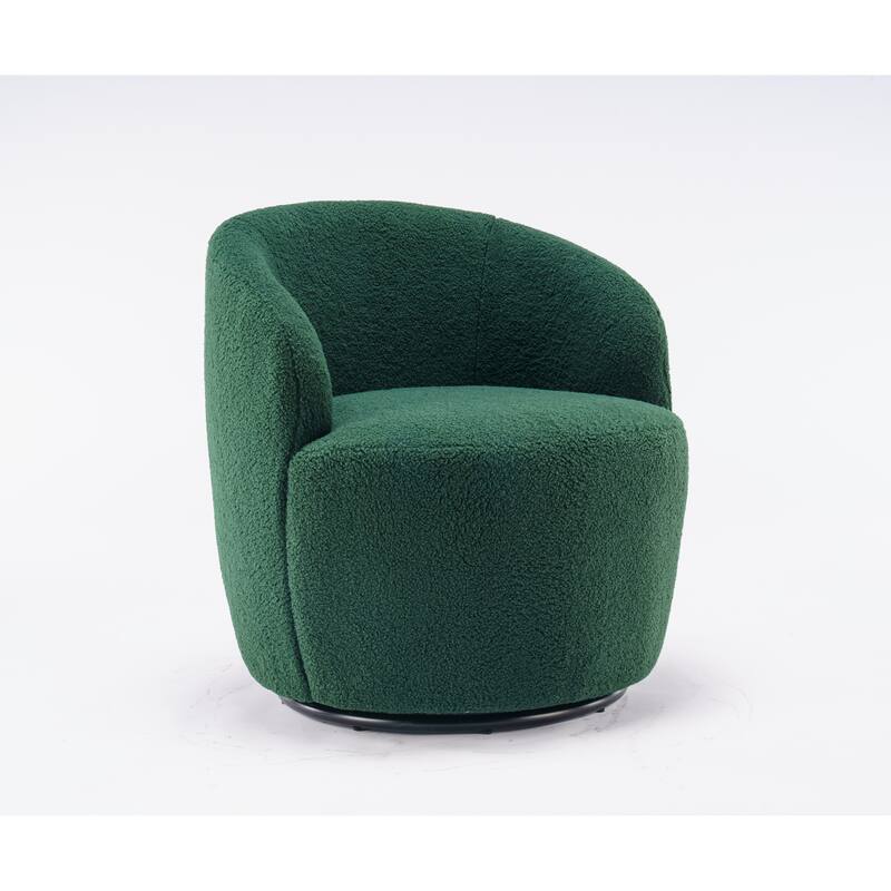 Teddy Fabric Swivel Barrel Chair with 360° Rotation & Metal Base