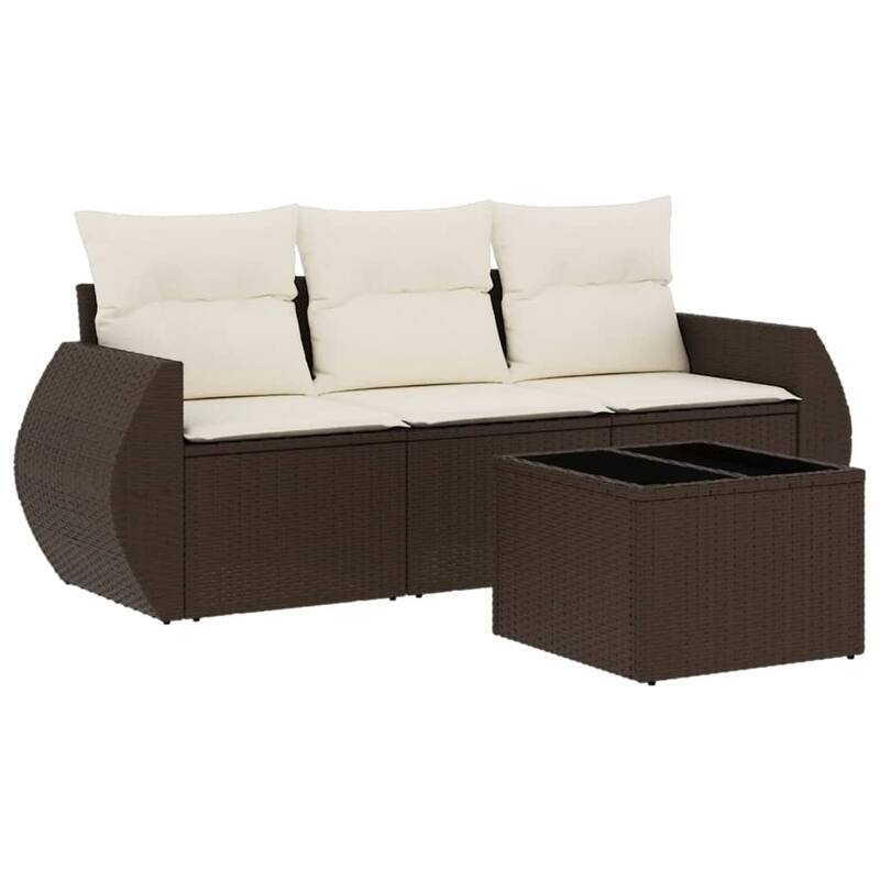 vidaXL Garden Sofa Set Brown, Cream white