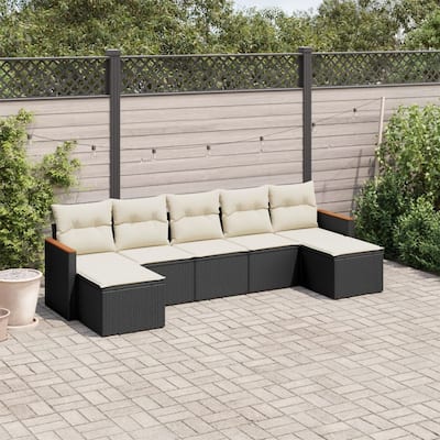 vidaXL Patio Sofa Set with Cushions Outdoor Conversation Furniture Poly Rattan