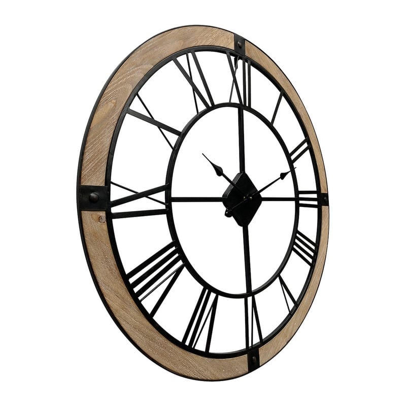 Marinela Round Wood Modern Farmhouse Wall Clock - 33"H x 33"W x 0.5"D