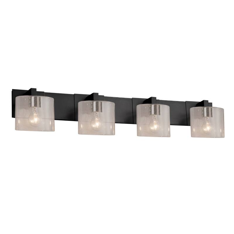 Justice Design Fusion Modular 4-Light LED Bath Bar, Oval Seeded Artisan Glass Shade