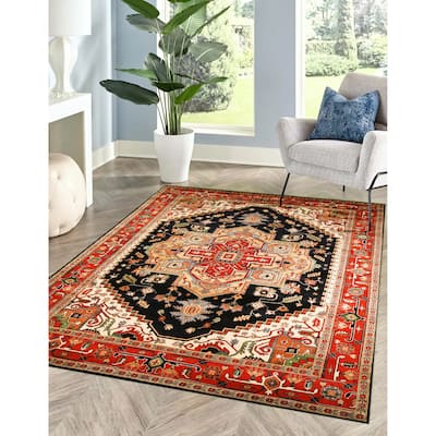 Hand-knotted Wool Navy Traditional Oriental Serapi Area Rug