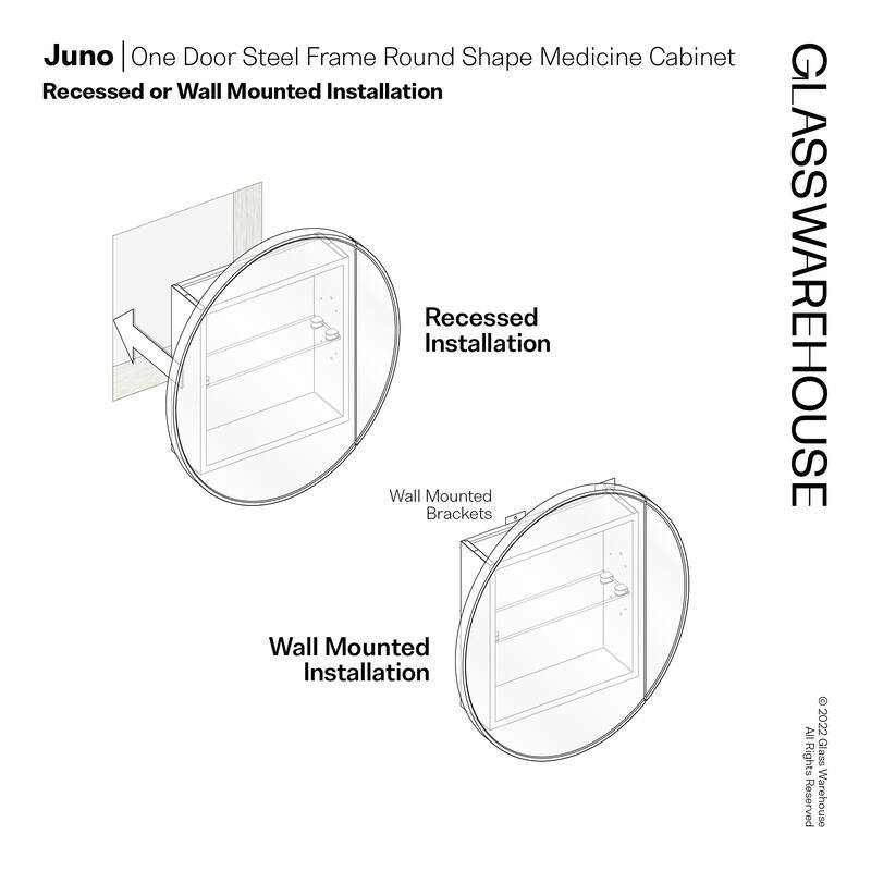 Glass Warehouse SC1-R-24 Juno 24" x 24" Framed Single Door Medicine
