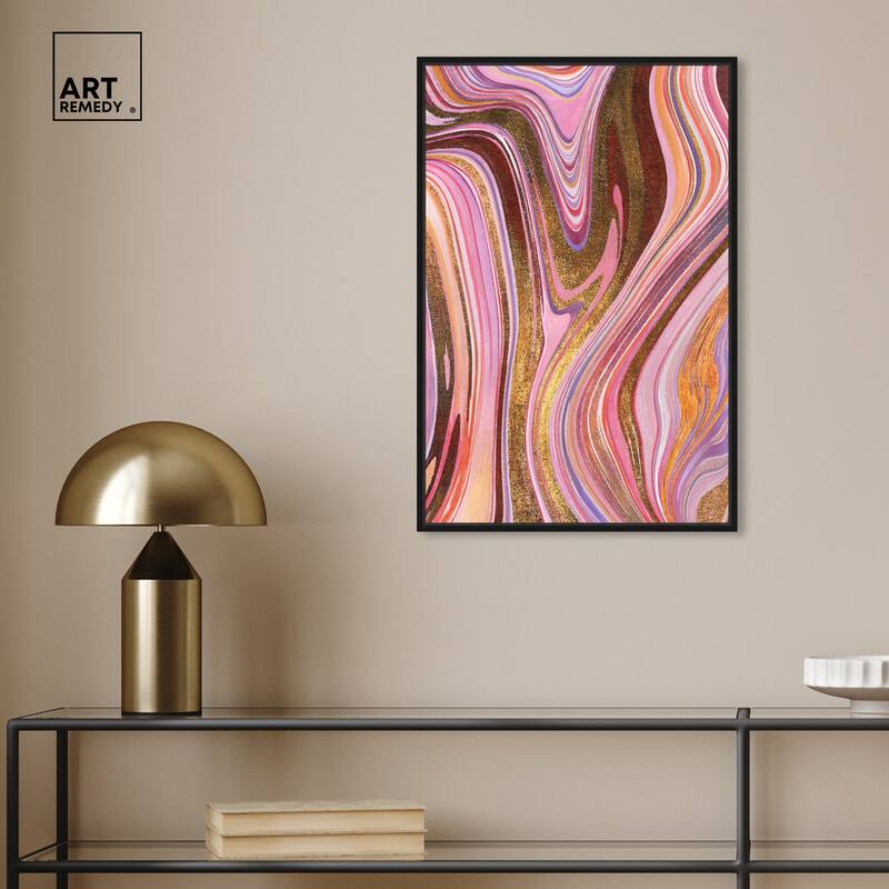 Art Remedy Doll Memories - Pink Geode Framed Mineral, Agate & Geode 1 Piece Canvas Wall Art