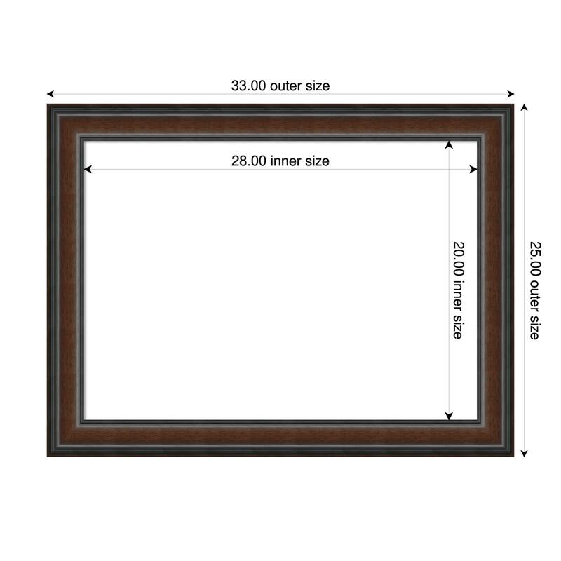 Amanti Art Cyprus Walnut Framed Dry Erase Magnetic Board - 33 x 25 in
