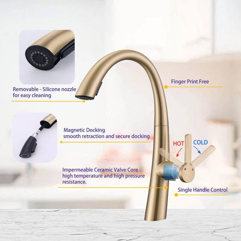 Single Handle Stainless Steel Pull Out Kitchen Faucet