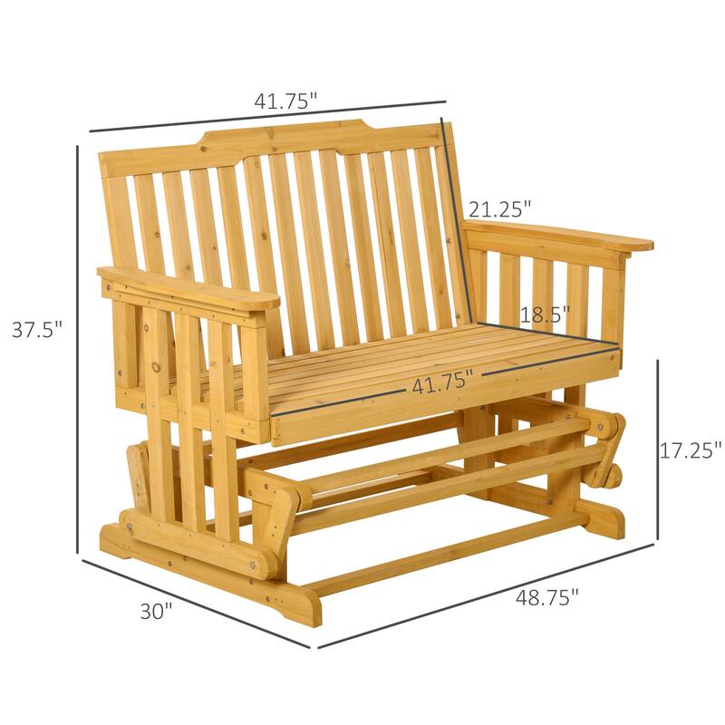 Outsunny 2-Person Patio Swing Glider Bench with Quick Drying Design and Wide Armrest
