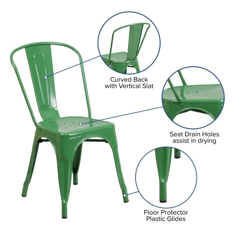 Metal Indoor/ Outdoor Stackable Bistro Chair (Set of 4)