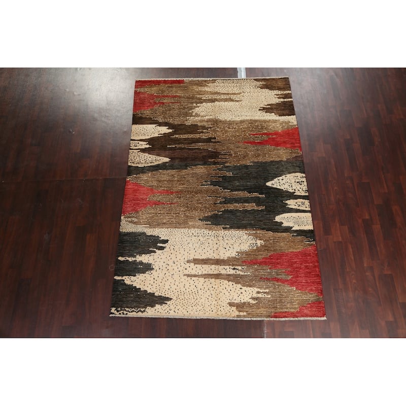 Contemporary Abstract Oriental Home Decor Area Rug Wool Hand-knotted - 6'5" x 9'7"