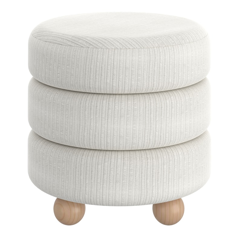 Modern Fabric Round Ottoman