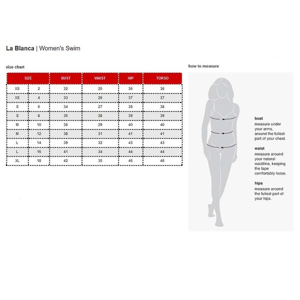 la blanca swim size chart