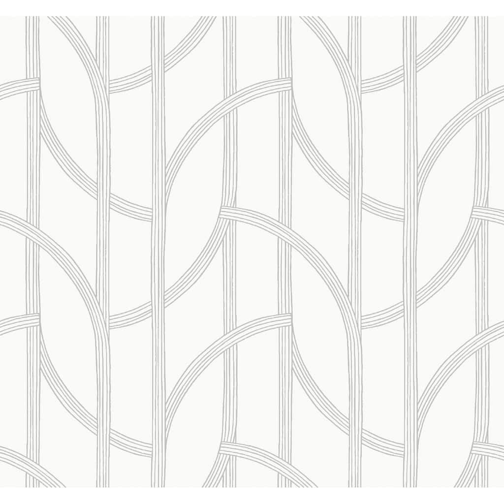 A-Street Prints Salvo Silver Curved Contours Wallpaper