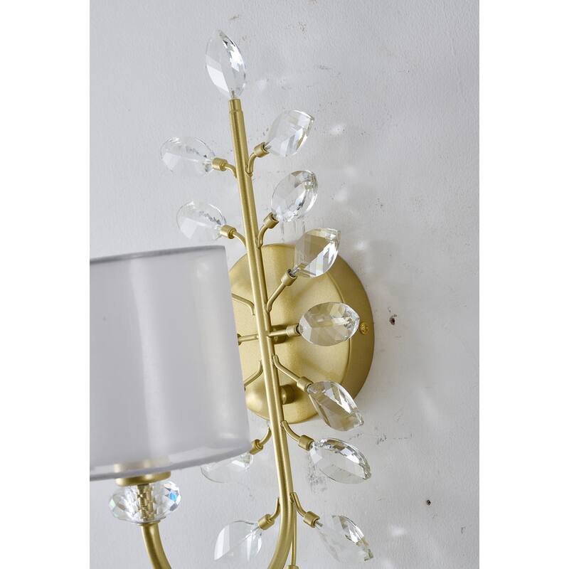 1-Light Aged Silver Wall Sconce With A Shade And Crystals