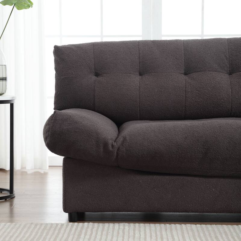 Modern Cozy Cloud Sofa, Plush Teddy Velvet Fabric Couch for Living Room, Apartment