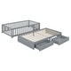 preview thumbnail 108 of 118, Wood Cribs Convertible Toddler Bed with Fence Guardrails and 2 Drawers Split into Independent Floor Bed and Daybed Slat Support