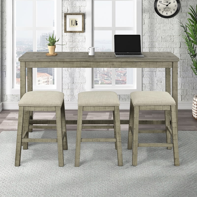 Moda 4 Pieces Counter Height Table with Fabric Padded Stools