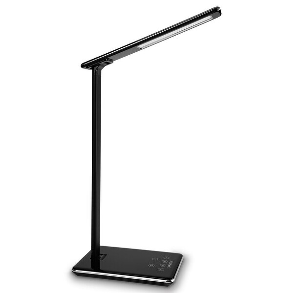 Dimmable LED Desk Lamp, 4 Lighting Modes ,USB Charging Port, Piano Black Finish
