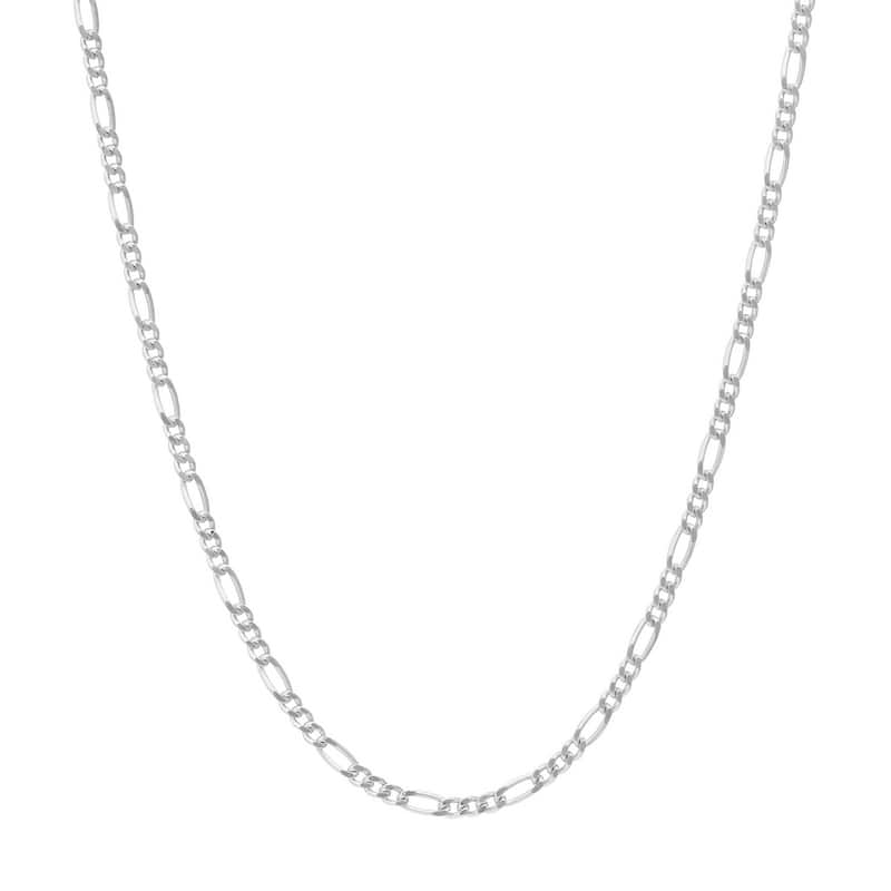 Curata 10k White Gold 1.28mm Figaro Chain Necklace (Spring Ring)