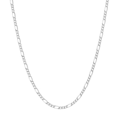 Curata 14k White Gold 1.28mm Figaro Chain Necklace (Spring Ring)
