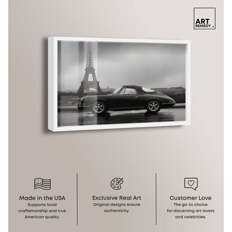 Classic Car and Eiffel Noir Shadowbox by Art Remedy