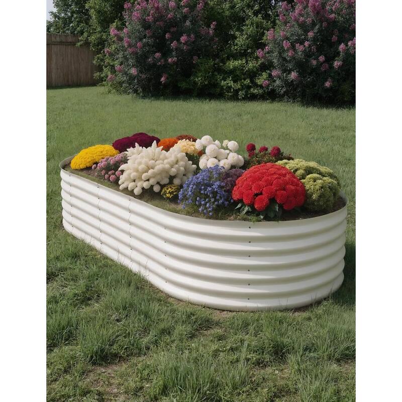 Galvanized Raised Planter Boxes Outdoor, for Vegetables, Fruits, Flower - Beige - 10x4x1.5ft