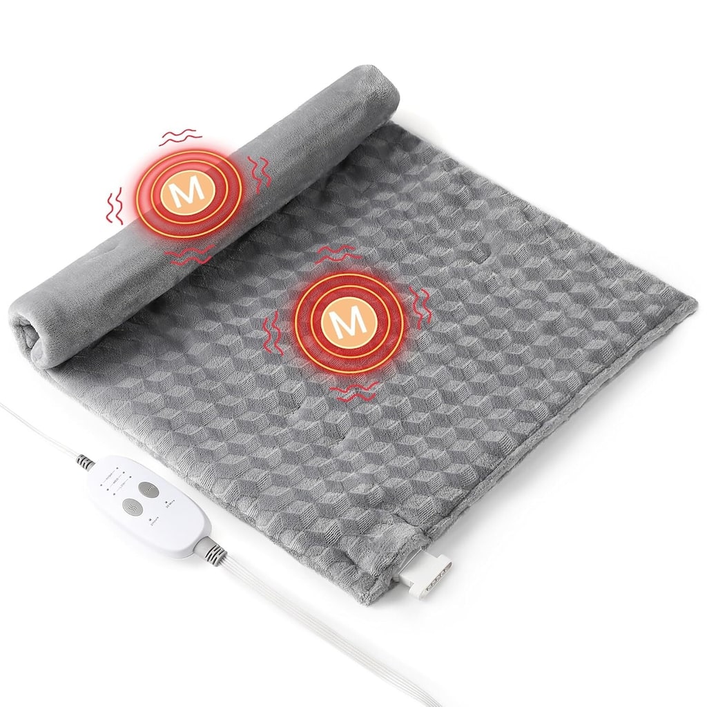 20"x24" Electric Neck Shoulder Heating Pad with Massaging Vibrations for Best Winter Gifts