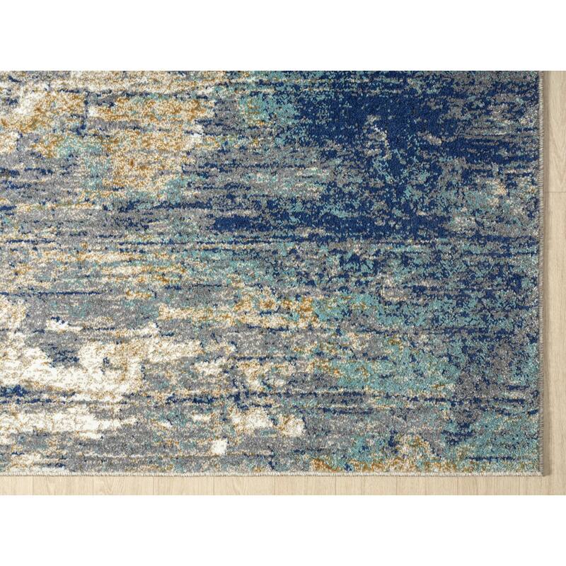 Milan Collection Abstract Blue Area Rug