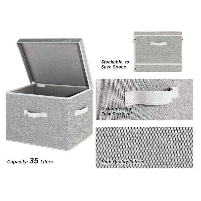 2-Pack Closet Storage Bin with Lid and Handle, Large Fabric Storage Box for Clothes, Towels, Toys, Shoes