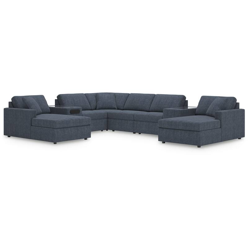 Signature Design by Ashley Modmax 8-Piece Double Chaise Sectional with Audio and Storage Consoles - 157" W x 125" D x 36" H - Blue