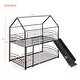 preview thumbnail 5 of 8, Twin Over Twin Metal Bunk Bed With Slide,Kids House Bed Black