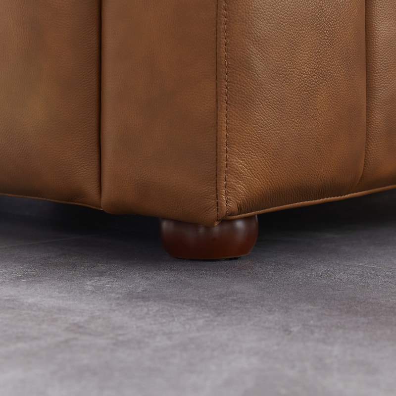 Clarence Mid Century Full Grain Leather Designer Couch in Tan Color