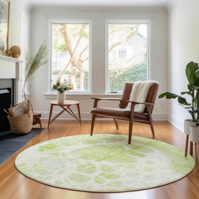 Premium Washable Super Soft Abstract Ink Mayfield Rug - Aloe - 8' x 8' - Round