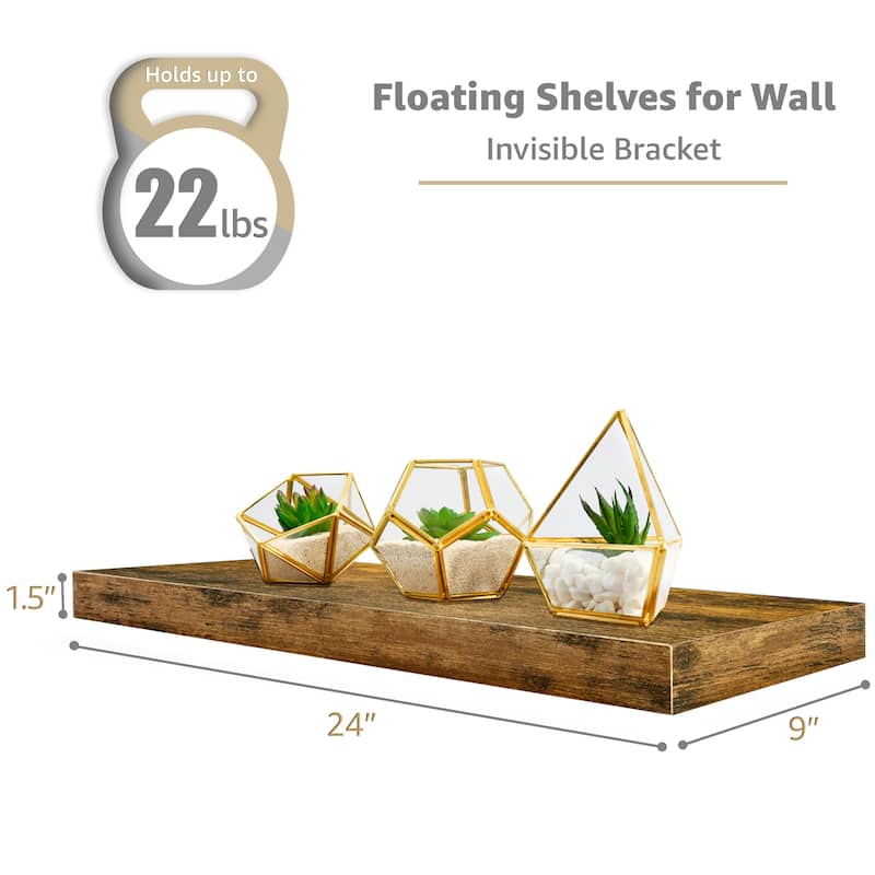 Floating Shelf, Hanging Wall Shelves Decoration Extra Long 24 Inch - 24" L X 9" W X 1.50"H