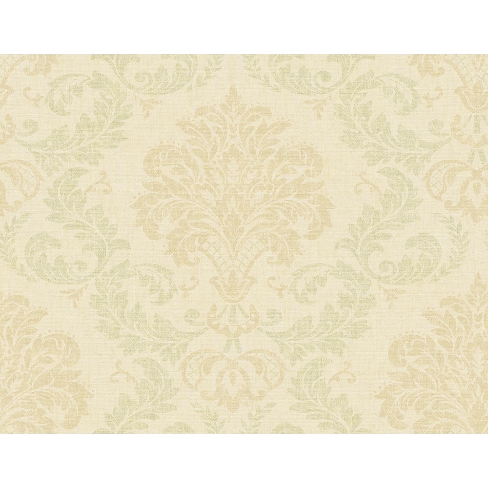 Seabrook Designs Fabia Linen Damask Unpasted Wallpaper