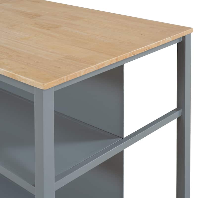 Rubber Wood Kitchen Island Set