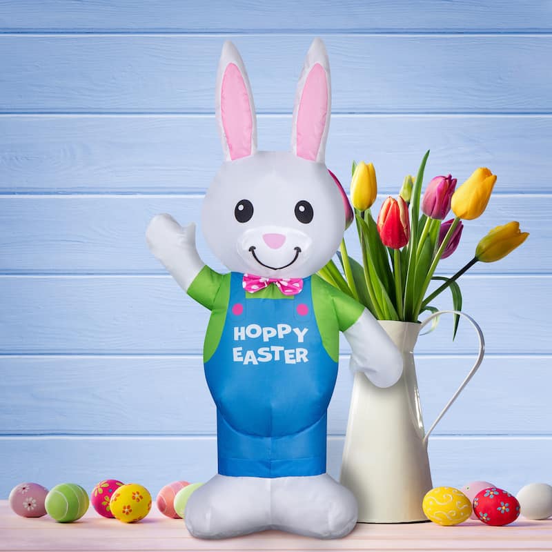 National Tree Company 25 in. Inflatable Waving Easter Bunny - 25 in