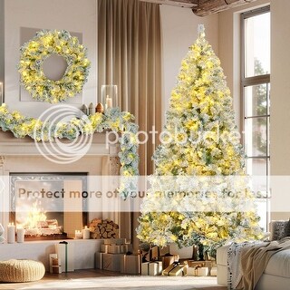 6ft Pre-Lit Christmas Tree Set with Garland and Wreath with Colorful ...
