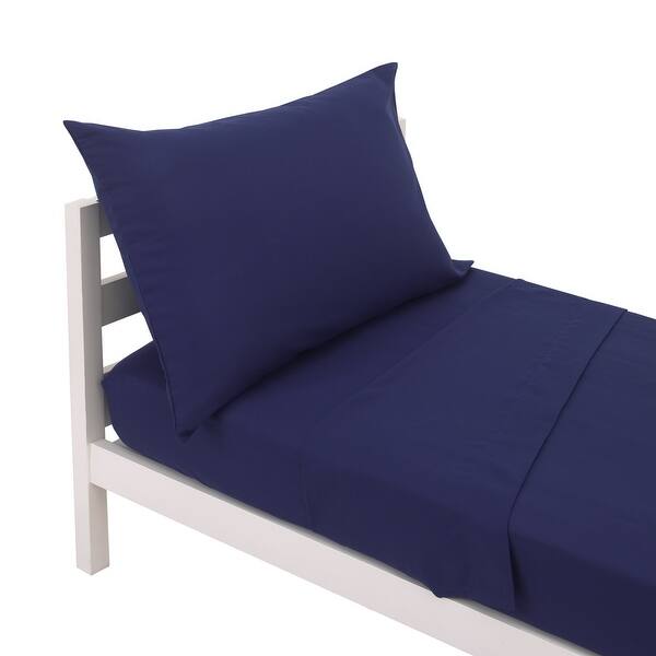 slide 2 of 5, Everything Kids Solid Navy 3 Piece Toddler Sheet Set - Fitted Bottom Sheet, Flat Top Sheet, Reversible Pillowcase