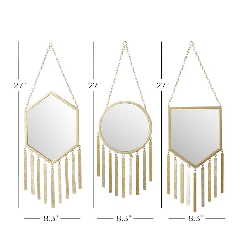 Metal Handmade Wall Mirror - Set of 3 Gold - Roche River Decor