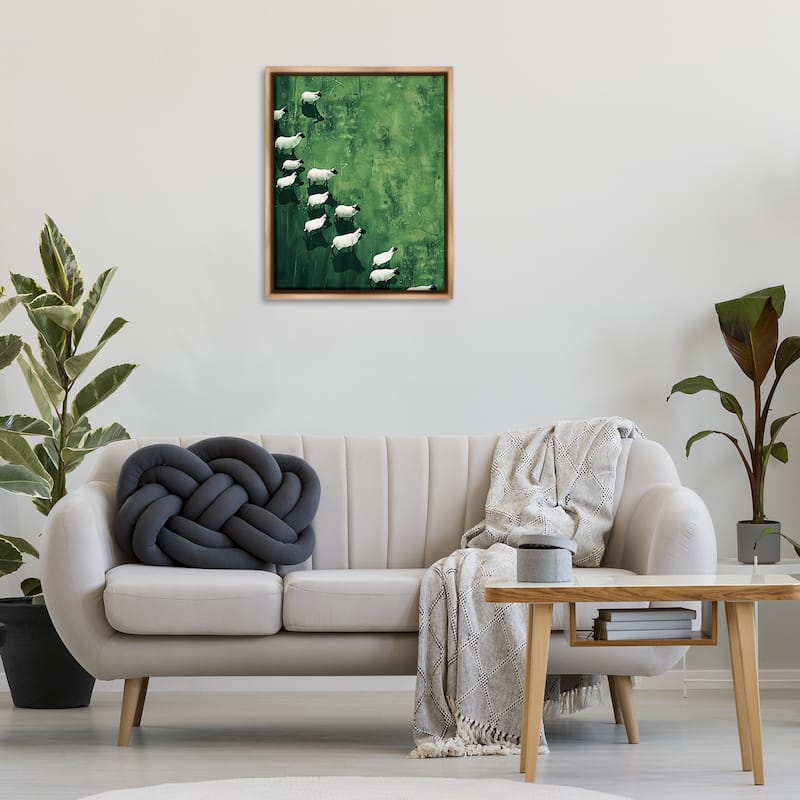 Stupell Wandering Sheep Abstraction Framed Floater Canvas Wall Art Design By Arlington Prints
