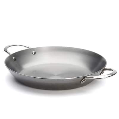 Mineral B Element Carbon Steel 2 Handles Paella Pan, 12.5-Inch, Silver