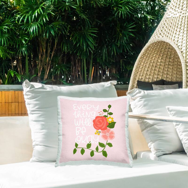 Stupell Everything Will Be Okay Floral Printed Outdoor Throw Pillow Design by Mandy Ford Art + Illustration