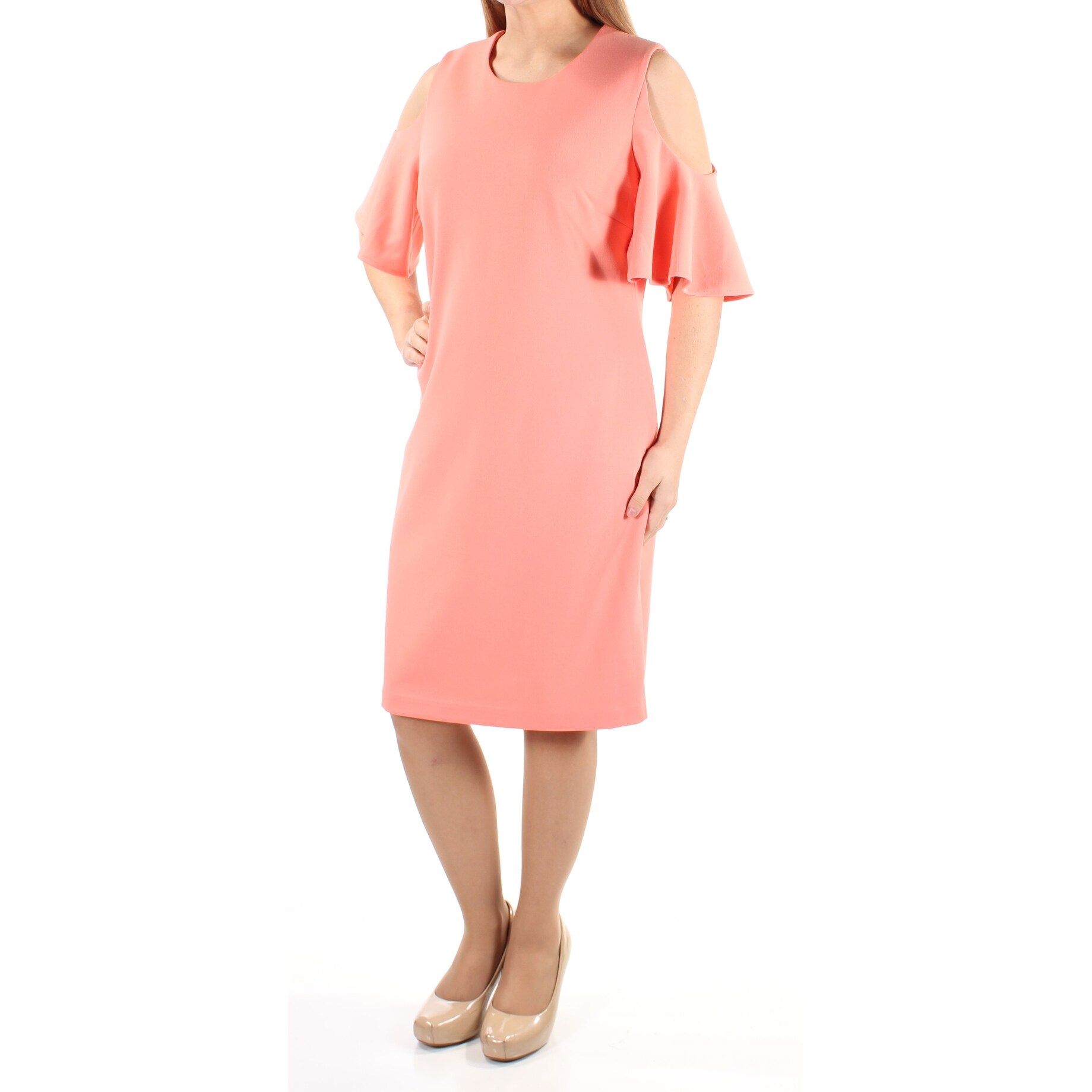 Shop Calvin Klein 134 Womens 1079 Orange Short Sleeve Sheath
