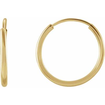 Curata 14k Yellow Gold 12x1mm Polished Endless Flexible Tube Hoop Earrings