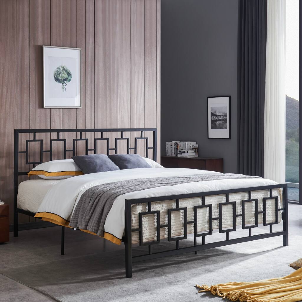 Claudia Iron Modern King-size Platform Bed Frame by Christopher Knight ...