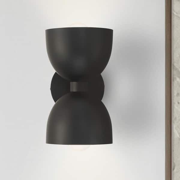slide 2 of 9, Hunter Erling 2-Light Wall Sconce - Modern, Contemporary, Transitional - Living Room, Hallway, Bedroom or Accent Lighting Matte Black