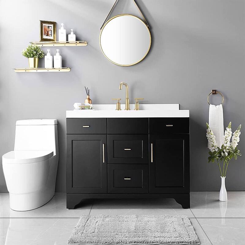 3 Hole Widespread Bathroom Sink Faucet Brushed Gold Bathroom Faucet with Double Handle Basin Tap with 360° Swivel Spout