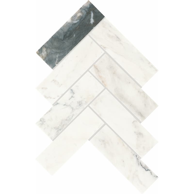 Daltile Gamma 2" x 6" Natural Stone Herringbone Wall and Floor Mosaic Tile (Set of 10) - Silver