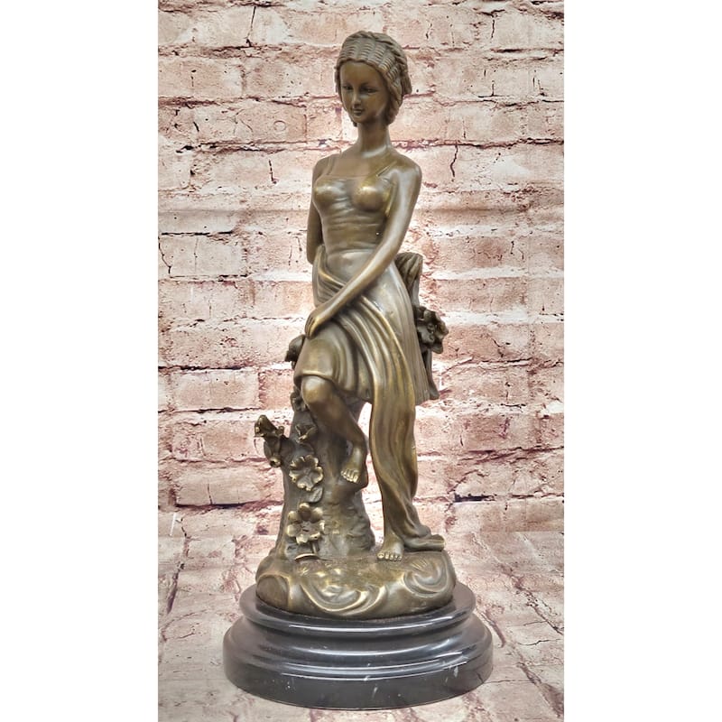 Young Girl Sitting On A Tree Near A Pond - Bronze Sculpture Original Art By Milo