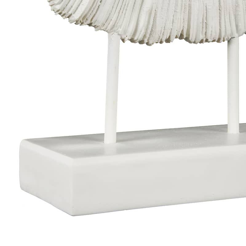 Resin Coral Textured Round Decorative Sculpture with Elevated Stand - Cream - Roche River Decor